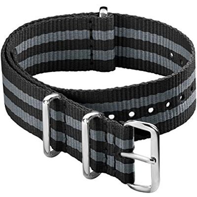 Archer Watch Straps Bracelet de Montre Classique en Nylon de style NATO Noir/Gris, 24mm - Publicité Archer Watch Straps Bracelet de Montre Classique en Nylon de style NATO Noir/Gris, 24mm - Publicité