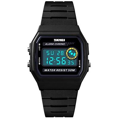 FeiWen Femme Mode Sport Montres Digital Garçon Fille LED Électronique Outdoor 50M Étanche Alarme Chronomètre Militaires Montre Bracelet Plastique (Noir) - Publicité FeiWen Femme Mode Sport Montres Digital Garçon Fille LED Électronique Outdoor 50M Étanche Alarme Chronomètre Militaires Montre Bracelet Plastique (Noir) - Publicité