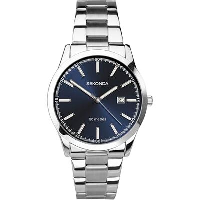 Sekonda Taylor Montre analogique pour Homme Cadran 41 mm Étanche jusqu'à 50 mètres, verre minéral, fermoir de sécurité à double verrouillage, cadran solaire, affichage de la date - Publicité Sekonda Taylor Montre analogique pour Homme Cadran 41 mm Étanche jusqu'à 50 mètres, verre minéral, fermoir de sécurité à double verrouillage, cadran solaire, affichage de la date - Publicité