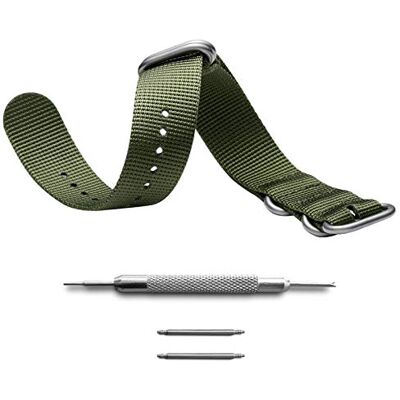 ADDIESDIVE Bracelet de rechange pour montre en nylon pour bracelet de montre de rechange à dégagement rapide pour homme 22mm vert - Publicité ADDIESDIVE Bracelet de rechange pour montre en nylon pour bracelet de montre de rechange à dégagement rapide pour homme 22mm vert - Publicité