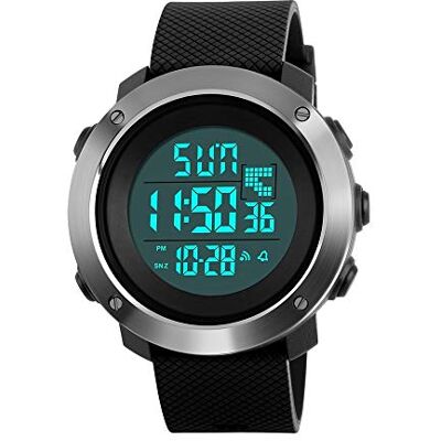 FeiWen Simple Sport Montres Bracelet de Femme LED Digital Temps Double Outdoor Militaires 50M Étanche Multifonctionnel Montre et Caoutchouc Ruban Alarme Chronomètre, Noir - Publicité FeiWen Simple Sport Montres Bracelet de Femme LED Digital Temps Double Outdoor Militaires 50M Étanche Multifonctionnel Montre et Caoutchouc Ruban Alarme Chronomètre, Noir - Publicité