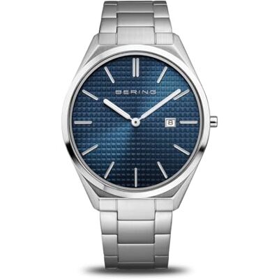 BERING Montre Ultra Slim Acier Cadran Bleu - Publicité BERING Montre Ultra Slim Acier Cadran Bleu - Publicité