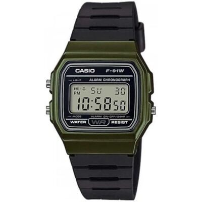 Casio Montre à Quartz Classique série F91W Résistante à l'eau Chronomètre 1/100 Seconde Alarme Quotidienne Signal horaire Calendrier Automatique Boîtier SS Format 12/24 Heures, Vert, - Publicité Casio Montre à Quartz Classique série F91W Résistante à l'eau Chronomètre 1/100 Seconde Alarme Quotidienne Signal horaire Calendrier Automatique Boîtier SS Format 12/24 Heures, Vert, - Publicité