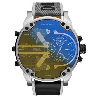 Diesel Mr. Daddy Montre pour Homme, Mouvement Multifonctionnel avec Bracelet en Silicone, Acier Inoxydable ou Cuir, Gris et Ton Argenté, 57mm - Publicité Diesel Mr. Daddy Montre pour Homme, Mouvement Multifonctionnel avec Bracelet en Silicone, Acier Inoxydable ou Cuir, Gris et Ton Argenté, 57mm - Publicité