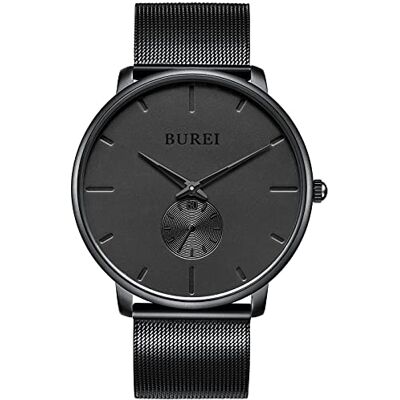 BUREI Montre Hommes Montre Simple Slim Femme Montres Quartz Poignet Montres Robe Bracelet Acier Inoxydable - Publicité BUREI Montre Hommes Montre Simple Slim Femme Montres Quartz Poignet Montres Robe Bracelet Acier Inoxydable - Publicité