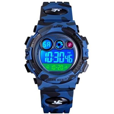 Alienwork Seven-Color LED Montre Enfants Digital Garçon Fille Bleu Camouflage Bracelet Calendrier Date-Mois Bleu Marin Chronographe Sport Multifonction - Publicité Alienwork Seven-Color LED Montre Enfants Digital Garçon Fille Bleu Camouflage Bracelet Calendrier Date-Mois Bleu Marin Chronographe Sport Multifonction - Publicité