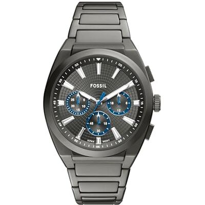 Fossil Everett Montre chronographe en Acier Inoxydable pour Homme, Gris - Publicité Fossil Everett Montre chronographe en Acier Inoxydable pour Homme, Gris - Publicité
