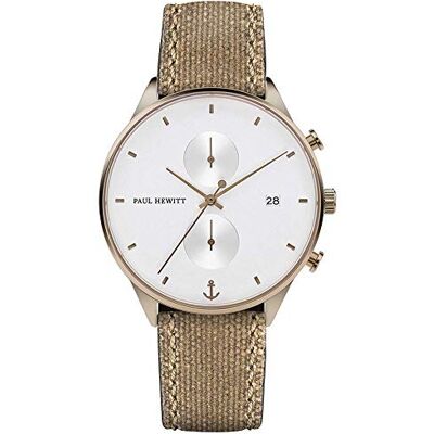 PAUL HEWITT chronographe Homme ou Femme Chrono Line Sable Blanc chronographe en Acier Inoxydable avec chronomètre et Bracelet en Acier Inoxydable pour Homme ou Femme, Cadran Blanc - Publicité PAUL HEWITT chronographe Homme ou Femme Chrono Line Sable Blanc chronographe en Acier Inoxydable avec chronomètre et Bracelet en Acier Inoxydable pour Homme ou Femme, Cadran Blanc - Publicité