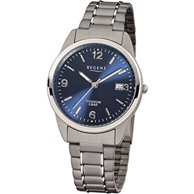 REGENT Montre Homme Quartz Analogique Bracelet Titane Gris - Publicité REGENT Montre Homme Quartz Analogique Bracelet Titane Gris - Publicité