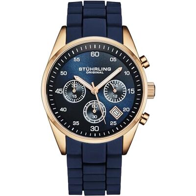Stuhrling Original Montre chronographe pour Homme avec boîtier de 42 mm, Bracelet en Silicone, Date Calendrier, résistant à l'eau - Publicité Stuhrling Original Montre chronographe pour Homme avec boîtier de 42 mm, Bracelet en Silicone, Date Calendrier, résistant à l'eau - Publicité