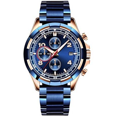 RORIOS Mode Luxe Montres Bracelet Homme Acier Inoxydable Sangle Calendrier Lumineux Chronomètre Multifonction - Publicité RORIOS Mode Luxe Montres Bracelet Homme Acier Inoxydable Sangle Calendrier Lumineux Chronomètre Multifonction - Publicité