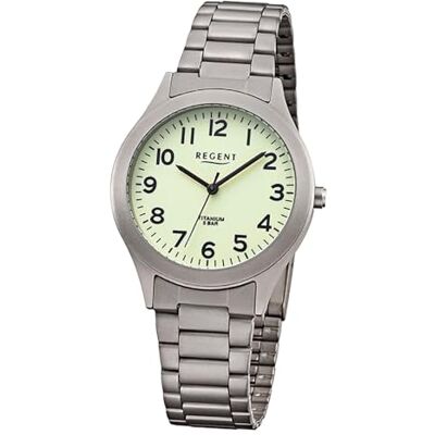 REGENT Montre pour Homme avec Bracelet en Titane et boîtier en Titane 37 mm diamètre Quartz Chiffres Arabes - Publicité REGENT Montre pour Homme avec Bracelet en Titane et boîtier en Titane 37 mm diamètre Quartz Chiffres Arabes - Publicité
