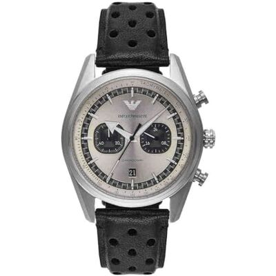 Emporio Armani Montre pour Hommes, Mouvement chronographe à Quartz et 42mm Taille de boîtier avec Bracelet en Acier Inoxydable ou Cuir - Publicité Emporio Armani Montre pour Hommes, Mouvement chronographe à Quartz et 42mm Taille de boîtier avec Bracelet en Acier Inoxydable ou Cuir - Publicité