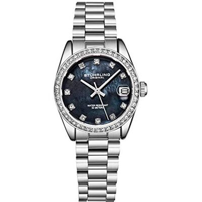Stuhrling Montre Femme Original Bracelet Acier Inoxydable, Mouvement à Quartz, analogique, Cadran nacré avec Date Collection de Montres Femme élégantes et décontractées - Publicité Stuhrling Montre Femme Original Bracelet Acier Inoxydable, Mouvement à Quartz, analogique, Cadran nacré avec Date Collection de Montres Femme élégantes et décontractées - Publicité