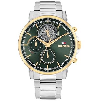 Tommy Hilfiger Montre Analogique Multifonction à Quartz pour Homme avec sous-Cadran Squelette et Bracelet en Acier Inoxydable ou en Cuir - Publicité Tommy Hilfiger Montre Analogique Multifonction à Quartz pour Homme avec sous-Cadran Squelette et Bracelet en Acier Inoxydable ou en Cuir - Publicité