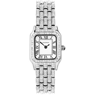 SEKONDA Classic Monica Montre Quartz Femme 22mm en Blanc avec Affichage Analogique et Bracelet en Alliage Argent - Publicité SEKONDA Classic Monica Montre Quartz Femme 22mm en Blanc avec Affichage Analogique et Bracelet en Alliage Argent - Publicité