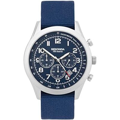 Sekonda Montre chronographe de style militaire pour homme Bleu , bleu, Sangle - Publicité Sekonda Montre chronographe de style militaire pour homme Bleu , bleu, Sangle - Publicité