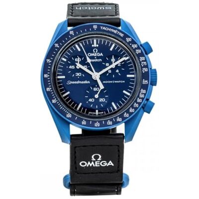 Swatch Omega x Moon Mission to Neptune Speedmaster Blue Nouveau SO33N100 - Publicité Swatch Omega x Moon Mission to Neptune Speedmaster Blue Nouveau SO33N100 - Publicité