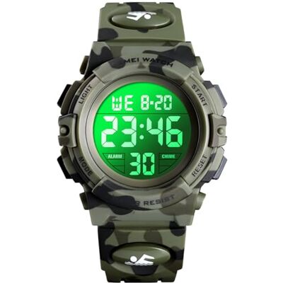 Alienwork Seven-Color LED Montre Enfants Digital Garçon Fille Camouflage Verte Bracelet Calendrier Date-Mois Multicolore Chronographe Sport Multifonction - Publicité Alienwork Seven-Color LED Montre Enfants Digital Garçon Fille Camouflage Verte Bracelet Calendrier Date-Mois Multicolore Chronographe Sport Multifonction - Publicité