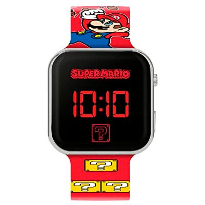 Super Mario Mario Montre à Quartz numérique avec Bracelet en Plastique pour garçon, Imprimé Rouge. Publicité Super Mario Mario Montre à Quartz numérique avec Bracelet en Plastique pour garçon, Imprimé Rouge. Publicité