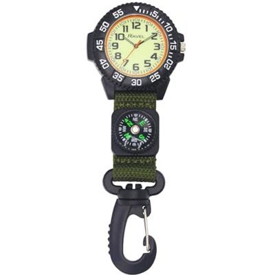 Ravel Montre à Mousqueton en Nylon avec Boussole et Cadran Phosphorescent Quartz Analogique R1108 - Publicité Ravel Montre à Mousqueton en Nylon avec Boussole et Cadran Phosphorescent Quartz Analogique R1108 - Publicité