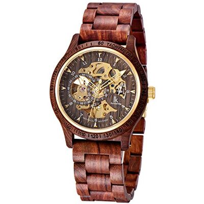 Alienwork Montre Automatique Homme Rouge Bracelet en Bois Noir Squelette - Publicité Alienwork Montre Automatique Homme Rouge Bracelet en Bois Noir Squelette - Publicité