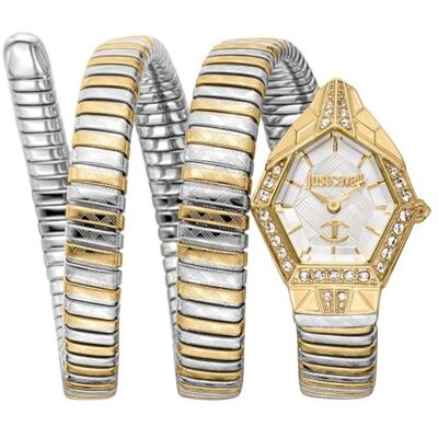 Just Cavalli Montre pour femme, boîtier couleur or rose, cadran argenté, bracelet en métal bicolore argenté et or rose, 2 aiguilles, 3 ATM - Publicité Just Cavalli Montre pour femme, boîtier couleur or rose, cadran argenté, bracelet en métal bicolore argenté et or rose, 2 aiguilles, 3 ATM - Publicité