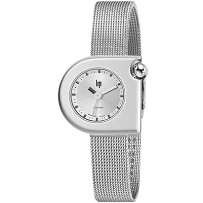Lip Montre Mach 2000 Mini Moon Maille Milanaise Argentée - Publicité Lip Montre Mach 2000 Mini Moon Maille Milanaise Argentée - Publicité