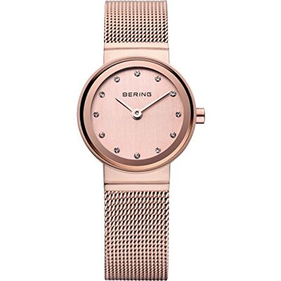 BERING Montre À Quartz Pour Femme, 22 mm, Boîtier En Acier Inoxydable Or Rose Et Cadran Or Rose, Bracelet Milanais, Verre Saphir, 3 ATM - Publicité BERING Montre À Quartz Pour Femme, 22 mm, Boîtier En Acier Inoxydable Or Rose Et Cadran Or Rose, Bracelet Milanais, Verre Saphir, 3 ATM - Publicité