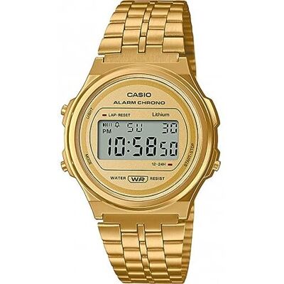 Casio Montre Quartz Unisexe 38.80mm avec Cadran Or Digitale et Bracelet en Bracelet en Acier Or - Publicité Casio Montre Quartz Unisexe 38.80mm avec Cadran Or Digitale et Bracelet en Bracelet en Acier Or - Publicité