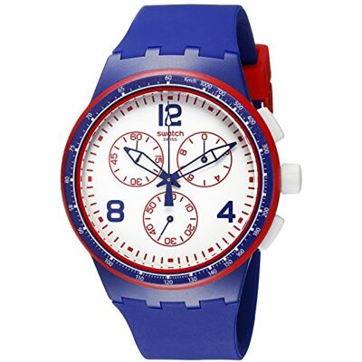 Swatch Montre Unisexe Originals à Affichage analogique à Quartz Suisse, Bleu, Standard pour Homme, chronographe, Bleu, Men's Standard, Chronographe - Publicité Swatch Montre Unisexe Originals à Affichage analogique à Quartz Suisse, Bleu, Standard pour Homme, chronographe, Bleu, Men's Standard, Chronographe - Publicité