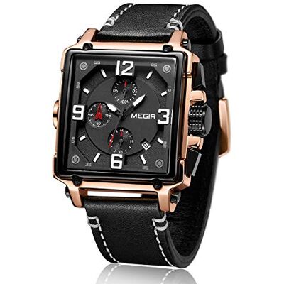 MEGIR Montre Homme chronographe étanche Montre Classique Lumineuse Bracelet en Cuir Grand Cadran Date analogique et résistant aux Rayures Cadeau de Mode - Publicité MEGIR Montre Homme chronographe étanche Montre Classique Lumineuse Bracelet en Cuir Grand Cadran Date analogique et résistant aux Rayures Cadeau de Mode - Publicité