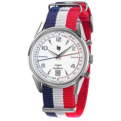 Lip Montre Mixte Quartz 40 mm Cadran Blanc Bracelet NATO Multicolore - Publicité Lip Montre Mixte Quartz 40 mm Cadran Blanc Bracelet NATO Multicolore - Publicité