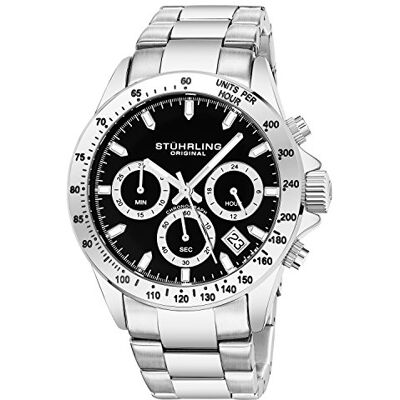 Stuhrling Stührling Original Montre chronographe pour Homme, Bracelet en Acier Inoxydable avec Couronne vissée et étanche à 100 M. Mouvement à Quartz avec Cadran analogique - Publicité Stuhrling Stührling Original Montre chronographe pour Homme, Bracelet en Acier Inoxydable avec Couronne vissée et étanche à 100 M. Mouvement à Quartz avec Cadran analogique - Publicité