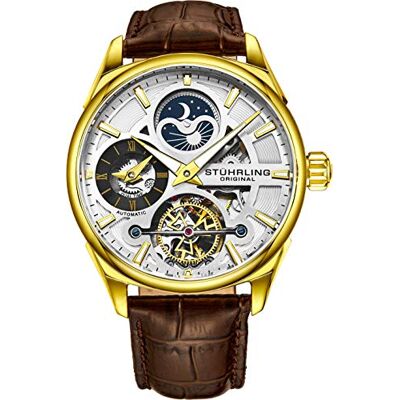 Stuhrling Montre analogique Squelette Original pour Homme, Montre-Bracelet mécanique Automatique, plaquée Or/Acier Inoxydable, Bracelet en Cuir de Veau véritable. Publicité Stuhrling Montre analogique Squelette Original pour Homme, Montre-Bracelet mécanique Automatique, plaquée Or/Acier Inoxydable, Bracelet en Cuir de Veau véritable. Publicité