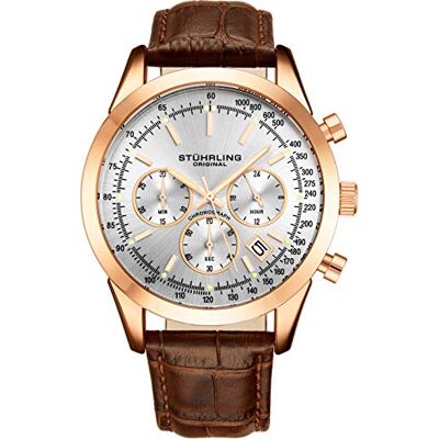 Stuhrling Montre chronographe Original pour Homme Montre-Bracelet analogique, Date, boîtier en Acier Inoxydable, tachymètre et Affichage 24 Heures, - Publicité Stuhrling Montre chronographe Original pour Homme Montre-Bracelet analogique, Date, boîtier en Acier Inoxydable, tachymètre et Affichage 24 Heures, - Publicité