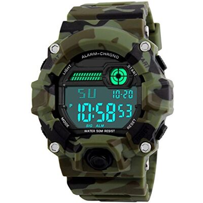 BHGWR Montre numérique de Sport pour Enfants avec Alarme/minuterie/résistante aux Chocs, étanche à 5 Bars, Motif Camouflage - Publicité BHGWR Montre numérique de Sport pour Enfants avec Alarme/minuterie/résistante aux Chocs, étanche à 5 Bars, Motif Camouflage - Publicité