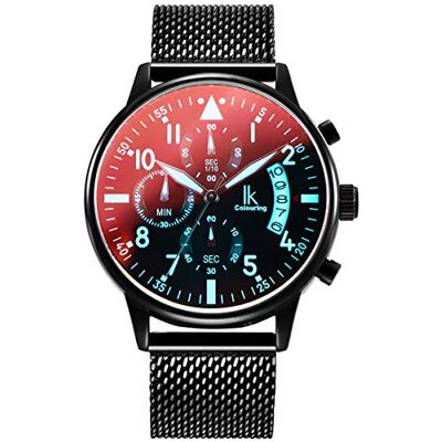 Alienwork IK Montre Hommes Femmes Chronographe Bracelet Maille - Publicité Alienwork IK Montre Hommes Femmes Chronographe Bracelet Maille - Publicité