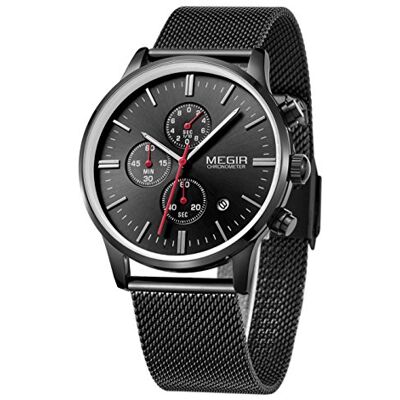 MEGIR Bracelet En Maille Montres Mode Lumineuse 6-main Analogique Chronographe 3ATM étanche Quartz montres - Publicité MEGIR Bracelet En Maille Montres Mode Lumineuse 6-main Analogique Chronographe 3ATM étanche Quartz montres - Publicité