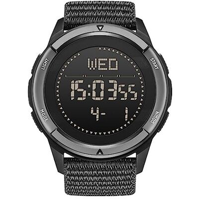 TPWEWRX Montre Digitale d'extérieur pour Hommes avec boîtier en Fibre de Carbone Rétro-éclairage par LED Montre Tactique étanche à 50M Montres Militaires Boussole Montre-Bracelet (Black) - Publicité TPWEWRX Montre Digitale d'extérieur pour Hommes avec boîtier en Fibre de Carbone Rétro-éclairage par LED Montre Tactique étanche à 50M Montres Militaires Boussole Montre-Bracelet (Black) - Publicité