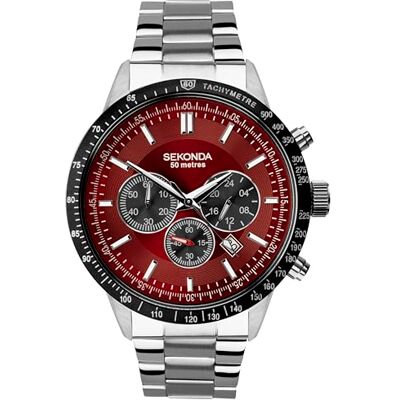 Sekonda Montre de Sport Ronde pour Homme 45 mm avec boîtier en Acier Inoxydable résistant à l'eau 50 mètres - Publicité Sekonda Montre de Sport Ronde pour Homme 45 mm avec boîtier en Acier Inoxydable résistant à l'eau 50 mètres - Publicité