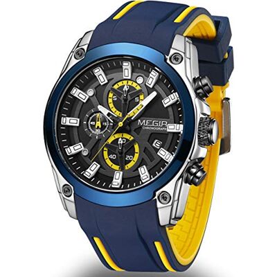 Megir ML Montre de sport à quartz pour homme avec chronographe et calendrier automatique avec fonction étanche - Publicité Megir ML Montre de sport à quartz pour homme avec chronographe et calendrier automatique avec fonction étanche - Publicité