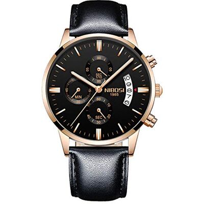 RORIOS Classique Montre Homme Quartz Analogique Montre Chronographe Montres avec Calendrie Bande de Cuir Cadran Lumineux Montre pour Homme - Publicité RORIOS Classique Montre Homme Quartz Analogique Montre Chronographe Montres avec Calendrie Bande de Cuir Cadran Lumineux Montre pour Homme - Publicité