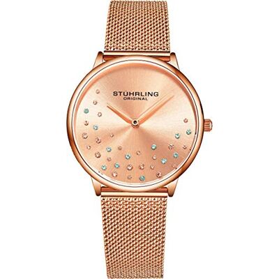 Stuhrling Stührling Original Cadran de Montre analogique pour Femme Krystal, Bracelet en Acier Inoxydable 3928 Montres pour la Collection de Femmes (Rose Gold) - Publicité Stuhrling Stührling Original Cadran de Montre analogique pour Femme Krystal, Bracelet en Acier Inoxydable 3928 Montres pour la Collection de Femmes (Rose Gold) - Publicité