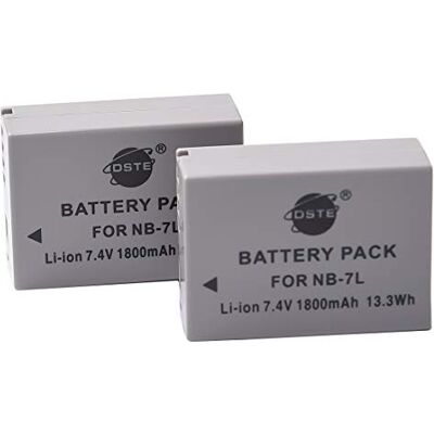 DSTE NB-7L NB-7LH Lot de 2 batteries Li-ion rechargeables compatibles avec Canon PowerShot G10, G11, G12, SX30 IS - Publicité DSTE NB-7L NB-7LH Lot de 2 batteries Li-ion rechargeables compatibles avec Canon PowerShot G10, G11, G12, SX30 IS - Publicité