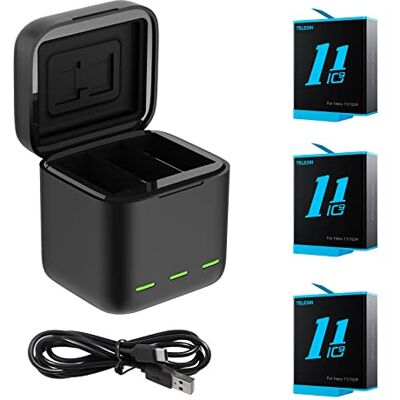 TELESIN Kit 3 Batteries et Chargeur 3 emplacements pour GoPro 12/11/10/9 Boîtier de charge et rangement à 3 emplacements avec 3 batteries Li-ion, compatible avec GoPro Hero 12/11/10/9 Black - Publicité TELESIN Kit 3 Batteries et Chargeur 3 emplacements pour GoPro 12/11/10/9 Boîtier de charge et rangement à 3 emplacements avec 3 batteries Li-ion, compatible avec GoPro Hero 12/11/10/9 Black - Publicité