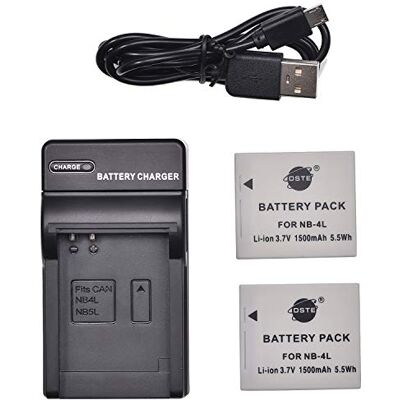 DSTE NB-4L NB-4LH Lot de 2 batteries et chargeur pour appareil photo Canon PowerShot SD200 SD300 SD400 SD430 SD450 SD600 SD630 SD750 - Publicité DSTE NB-4L NB-4LH Lot de 2 batteries et chargeur pour appareil photo Canon PowerShot SD200 SD300 SD400 SD430 SD450 SD600 SD630 SD750 - Publicité