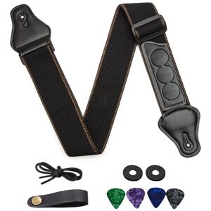 SYEYCW Noir Sangle de Guitare, Coton Tissée Sangle Guitare, avec 4 Médiators, 2 Verrous de Sangle en Caoutchouc et Adaptateur de Poupée à Boucle, pour Guitares Acoustique, Guitares Électrique, Basse - Publicité SYEYCW Noir Sangle de Guitare, Coton Tissée Sangle Guitare, avec 4 Médiators, 2 Verrous de Sangle en Caoutchouc et Adaptateur de Poupée à Boucle, pour Guitares Acoustique, Guitares Électrique, Basse - Publicité