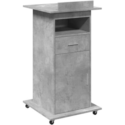 vidaXL Pupitre avec Roues et tiroir Gris béton Bois d'ingénierie, Tribune, Tribune d'orateur, lutrin, Plate-Forme, Podium, Bureau Debout - Publicité vidaXL Pupitre avec Roues et tiroir Gris béton Bois d'ingénierie, Tribune, Tribune d'orateur, lutrin, Plate-Forme, Podium, Bureau Debout - Publicité