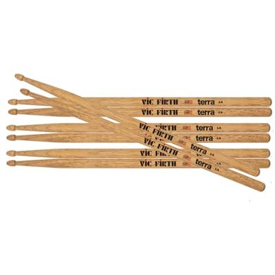 Vic Firth American Classic® Série Terra Baguettes Batterie 5AT American Hickory Pointe de bois Paquet de 4 paires - Publicité Vic Firth American Classic® Série Terra Baguettes Batterie 5AT American Hickory Pointe de bois Paquet de 4 paires - Publicité